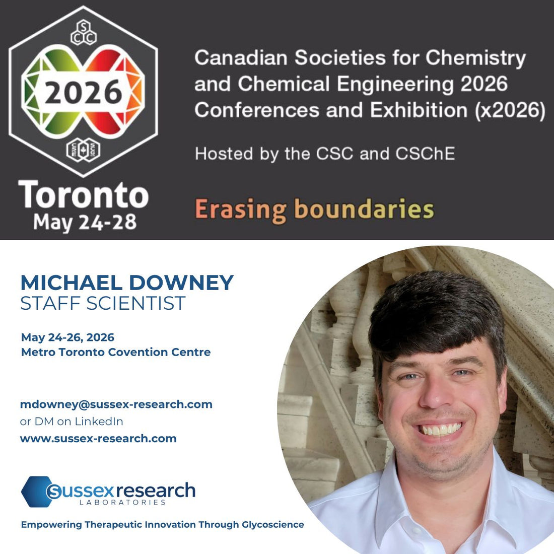 Sussex Research Laboratories Inc. is headed to the Canadian Societies for Chemistry and Chemical Engineering 2026 Conferences and Exhibition